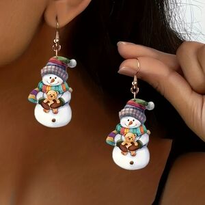 Christmas Snowman Festive whimsical Earrings